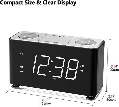 iTOMA Alarm Clock Radio with Bluetooth, Dual Alarm, Dimmable LED Display, 16 Levels Volume, FM Radio with Sleep Timer, Nightlight, Snooze, 12/24H CKS507U in Saudi Arabia