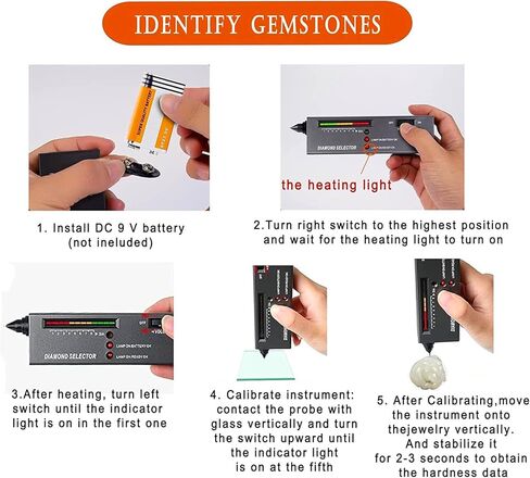 mollo High Accuracy Diamond Tester+30X60X Illuminated Jewelry Eye Loupe Mini Led Foldable Magnifying,Jewelry Detector Gem Distinguish Tool Thermal Conductivity Meter for Novice and Expert, (DT-1) in Kuwait