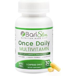 BariSlim Once Daily Bariatric Multivitamin Capsule - Iron-Free Formula - Bariatric Vitamin and Supplement for Post Bariatric Surgery, Including Gastric Bypass and Gastric Sleeve | 90-Day Supply in Kuwait