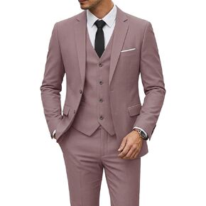 YND Men's Slim Fit 2 Button 3 Piece Suit Set, Solid Blazer Jacket Vest Pants & Tie in Kuwait