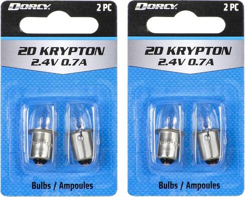 Dorcy 2D-2.4-Volt, 0.7A Bayonet Base Krypton Replacement Bulb, 2-Pack (41-1660) , Gold in Kuwait