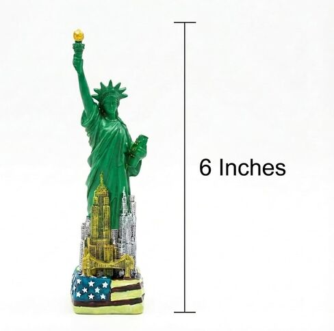 تمثال الحرية طبق الأصل لأفق مدينة نيويورك مع قاعدة العلم الأمريكي (6 بوصات) in Kuwait