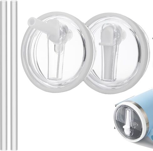 2 Pics 40oz Tumbler Flip Straw Lid For Stanley Quencher H2.0,Leak Proof Cup Top Lids Replacement Reusable Spill Proof No Spill Tumbler Straw Cover for Stanley Cup Accessories(2-pack-white) in Kuwait