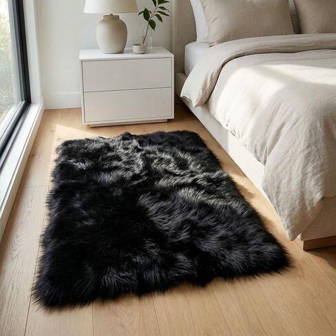 Super Area Rugs Ultra Soft & Fluffy Faux Sheepskin Rug, Gray 2 x 3 Feet Carpet for Bedroom Living Room in Saudi Arabia