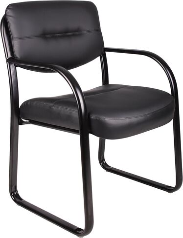 Boss Office Products Leather Sled Base Side Guest Chair, Black in Saudi Arabia