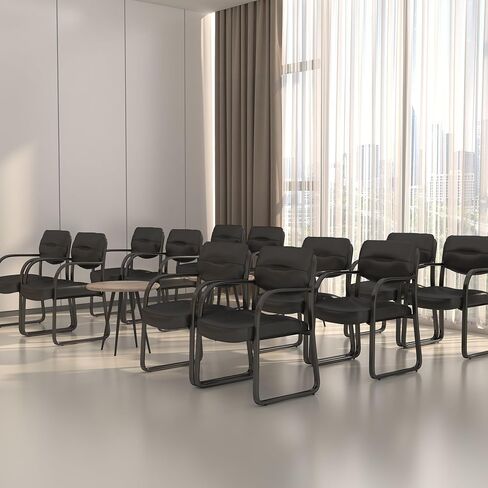Boss Office Products Leather Sled Base Side Guest Chair, Black in Saudi Arabia