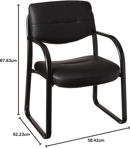 Boss Office Products Leather Sled Base Side Guest Chair, Black in Saudi Arabia