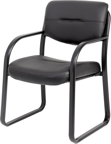 Boss Office Products Leather Sled Base Side Guest Chair, Black in Saudi Arabia