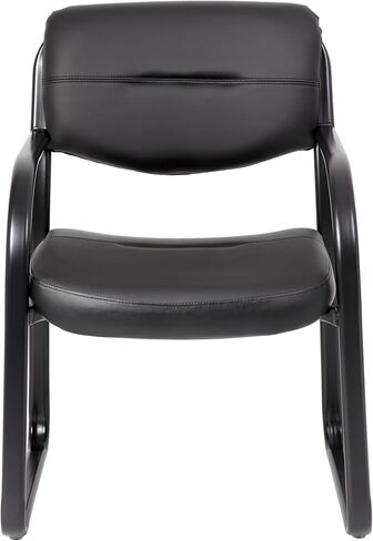 Boss Office Products Leather Sled Base Side Guest Chair, Black in Saudi Arabia