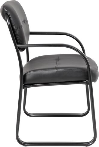 Boss Office Products Leather Sled Base Side Guest Chair, Black in Saudi Arabia