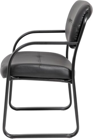 Boss Office Products Leather Sled Base Side Guest Chair, Black in Saudi Arabia