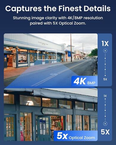 REOLINK 4K 8MP Outdoor Security Camera with 5X Optical Zoom, Wi-Fi 6 Tech, Smooth Remote Viewing with H.265 Recording, Color Night Vision, Human/Vehicle/Animal Detection, Two-Way Audio, RLC-811WA in Kuwait