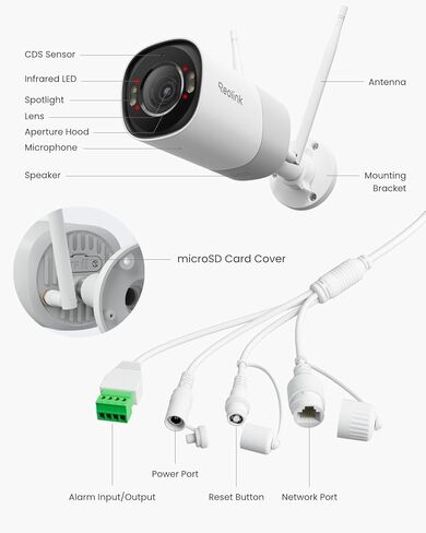 REOLINK 4K 8MP Outdoor Security Camera with 5X Optical Zoom, Wi-Fi 6 Tech, Smooth Remote Viewing with H.265 Recording, Color Night Vision, Human/Vehicle/Animal Detection, Two-Way Audio, RLC-811WA in Kuwait