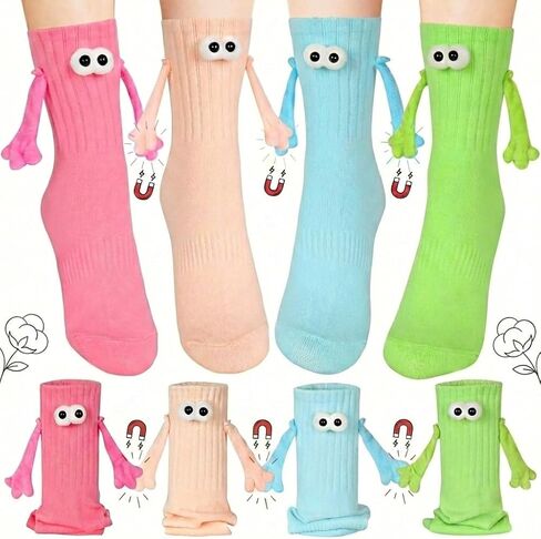 Vermeyen Magnetic Holding Hands Socks Novelty Funny Women Men Couple Socks Boyfriend for Gifts Halloween Christmas Socks in Saudi Arabia