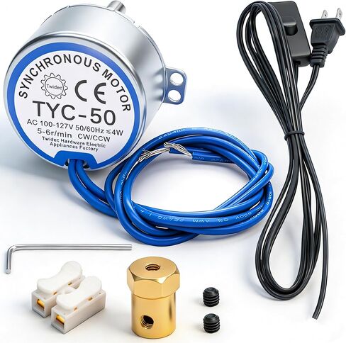 Twidec/Synchronous Turntable Motor Electric Motor 2.5-3RPM/MIN 50/60Hz 4W CCW/CW AC100~127V Synchron Motor for Cup Turner,Cuptisserie Rotator with 7mm Flexible Coupling TYC-50-2.5-3R-XLLB1PCS in Kuwait