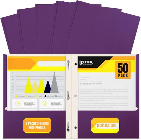 حافظة ورق أحمر مكونة من جيبين مع برونزي، 50 عبوة، من Better Office Products، نسيج غير لامع، طاولات ورقية بحجم الحروف، 50 حزمة، مع 3 مشابك تثبيت معدنية للشوكة ، أحمر in Kuwait