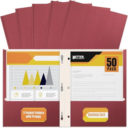مجلدين من الورق الأخضر مع شوكات، 50 حزمة، من Better Office Products، نسيج غير لامع، مجلدات ورقية مقاس الحروف، 50 قطعة، مع 3 مشابك ربط معدنية للأشواك، لون أخضر in Kuwait