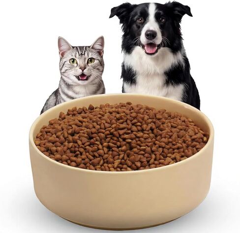 وعاء الكلب الخزفي P-ZOONPE، أوعية الكلاب غير القابلة للانزلاق متوسطة الحجم للكلاب الكبيرة الحجم، وعاء الحيوانات الأليفة من البورسلين للطعام والماء، وعاء ماء ثقيل للكلاب سعة 60 أونصة سائلة، طبق طعام سيراميك حديث للكلاب (أصفر) in Kuwait