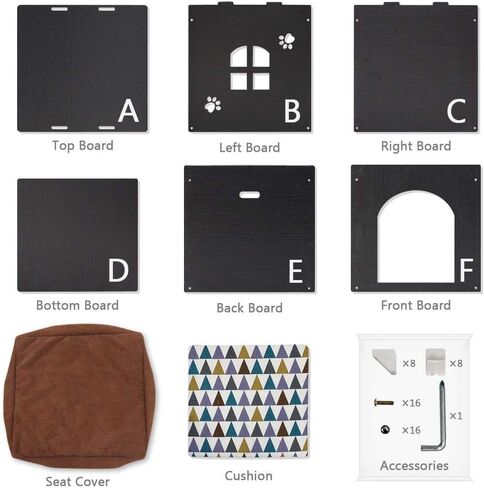 منزل القطط من سونجواي للقطط الداخلية - كهف خشبي للقطط مع حصيرة، شقة للقطط، مقعد للقطط، سرير للحيوانات الأليفة، مقعد مسند للقدمين مع وسادة، منزل مكعب للقطط والكلاب الصغيرة، سجل in Kuwait