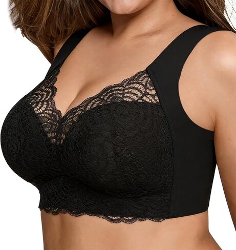 FHTECO Women Plus Size Bras Breathable Wireless Bras Lace Bras Lightly Lined T-Shirt Bra for Daily Sports No Wire Bras in Kuwait
