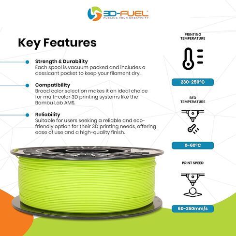 معيار الوقود ثلاثي الأبعاد PLA+ خيوط طباعة ثلاثية الأبعاد، صنع في الولايات المتحدة الأمريكية بدقة الأبعاد +/- 0.02 مم، 1 كجم 1.75 مم بكرة (2.2 رطل) باللون البرتقالي الخريفي in Kuwait