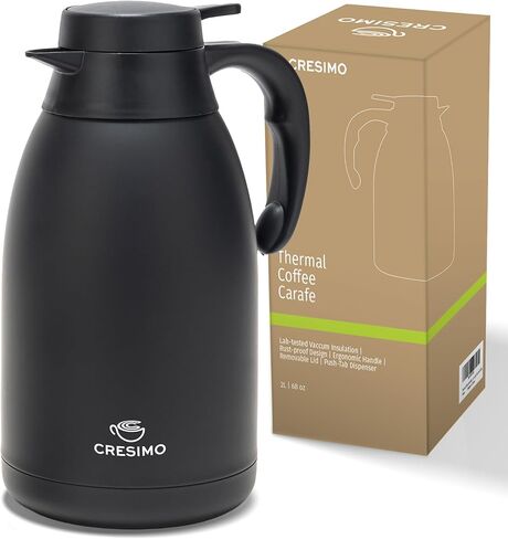 Airpot Coffee Carafe 74oz - 24 Hours Hot Drink Dispenser, Thermal Coffee Carafe - Insulated Stainless Steel Coffee Carafes for Keeping Hot - Drink Warmer & Airpot Coffee Dispenser with Pump - Cresimo in Kuwait