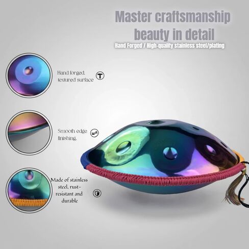 22 بوصة Handpan Drum-D Minor ، 440Hz Steel Cercussion أداة للتأمل والموسيقى (Purple ، 22in-9 Notes) in Kuwait