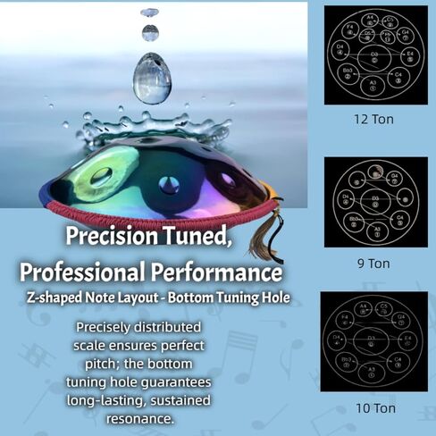 22 بوصة Handpan Drum-D Minor ، 440Hz Steel Cercussion أداة للتأمل والموسيقى (Purple ، 22in-9 Notes) in Kuwait