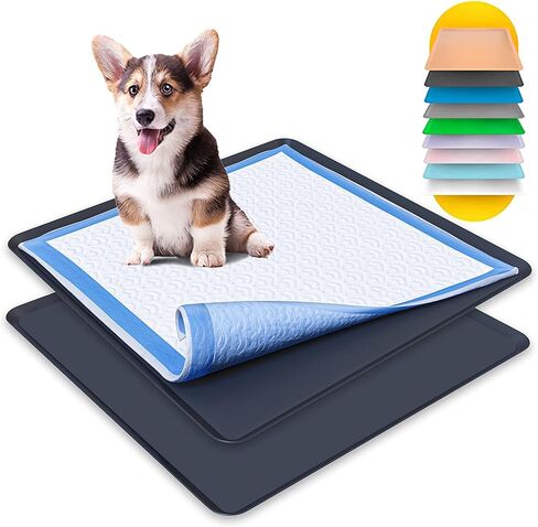 Skywin Dog Puppy Pad Holder Tray Beige - 3 Pack, Silicone, 24x24 Inches No Spill Pee Pad Holder for Dogs - Pee Pad Holder Works with Most Training Pads, Easy to Clean and Store in Saudi Arabia