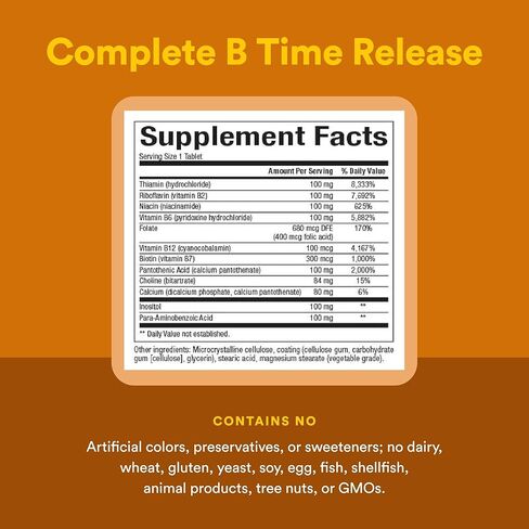 Natural Factors, Complete B 100 mg, Time Released Support for a Healthy Mood, Energy Levels, Skin, Hair and Vision, 90 tablets (90 servings) in Saudi Arabia