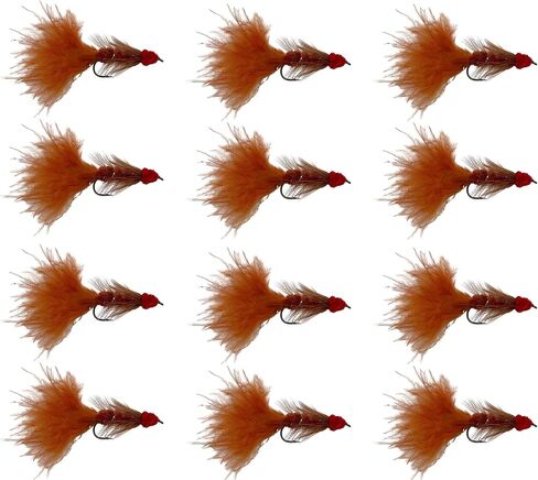 Feeder Creek Egg Sucking Leech Flies – 12 Pack Streamer Fly Assortment for Trout, Steelhead & Salmon – Egg Sucking Leech with Red Head in Kuwait