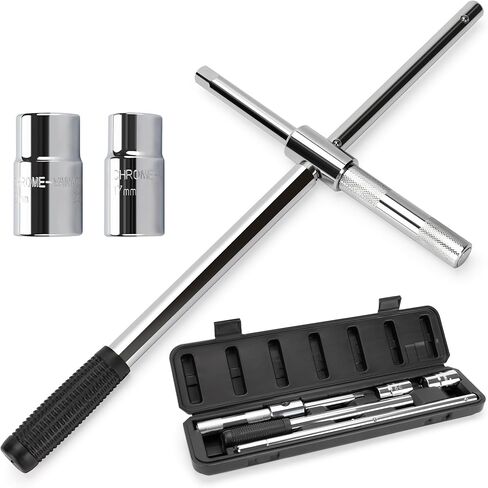 Tonda Telescoping Lug Wrench ، Tyre Iron Lug Detaoval Tool 1/2 Drive with 17/19 و 21/23mm Cokets Canvas Canvas Pouch for Car ، Van ، Truck in Saudi Arabia