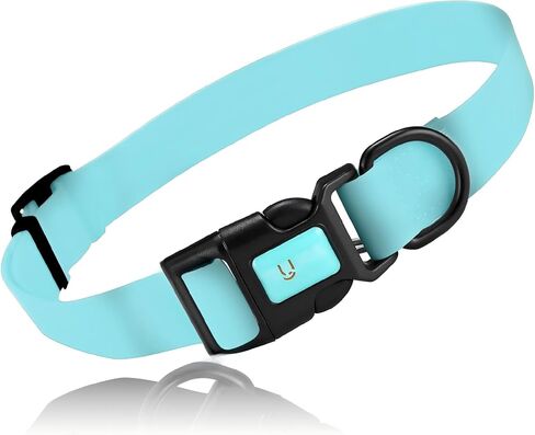 Waterproof Dog Collars,Rubber Dog Collars Anti-Odor,Durable,Adjustable Dog Collars for Small,Medium, Large Dogs,Easy Clean Collars with Buckle and D Ring (Lake Blue, Large [1" x 15.35"-24.8"]) in Saudi Arabia