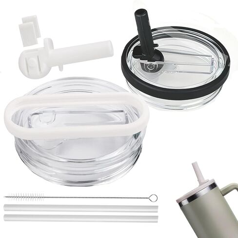 40 oz Tumbler Flip Straw Lid Replacement Inside Diameter 3.6 Inch, Upgrade Leak Proof Splash Lids For Stanley Quencher, 2 Pcs Spillproof Tumbler Flip Lid For Stanley Lid Replacement 40 oz in Saudi Arabia