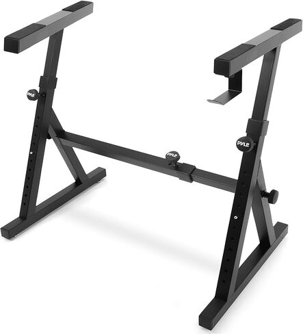 Pyle Keyboard Stand, Heavy-Duty Z Shape Piano Stand, Piano Bench, Microphone Stand, Headset, Sustain Pedal, Height Adjustable Keyboard Accessories Set, White, 31.5" L x 8.3" W x 21.25-32" H in Saudi Arabia