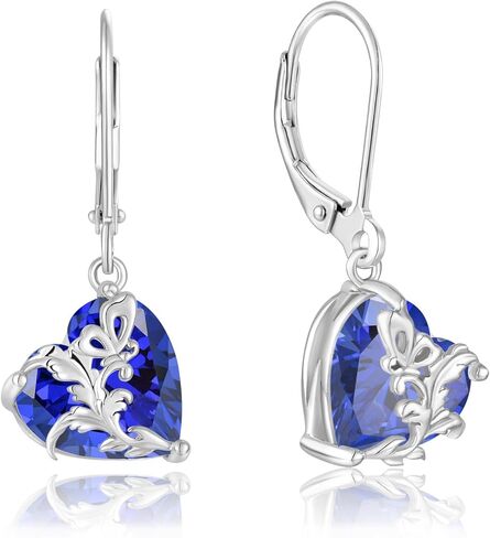 أقراط Oskani المتدلية المتدلية للنساء، أقراط فراشة من الفضة الإسترلينية عيار 925 مع حجر ميلاد هارت، عيد الحب، الأمهات، الذكرى السنوية، هدايا مجوهرات عيد الميلاد للنساء in Kuwait