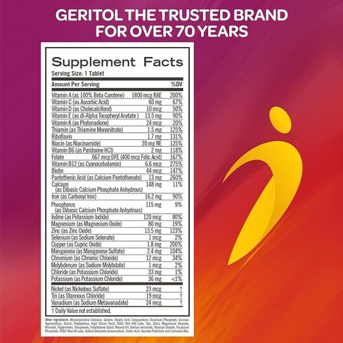 Geritol Multi-Vitamin Nutritional Support Tablets, Balance of 26 Essential Vitamins and Minerals, 40-Count (Pack of 2) in Kuwait