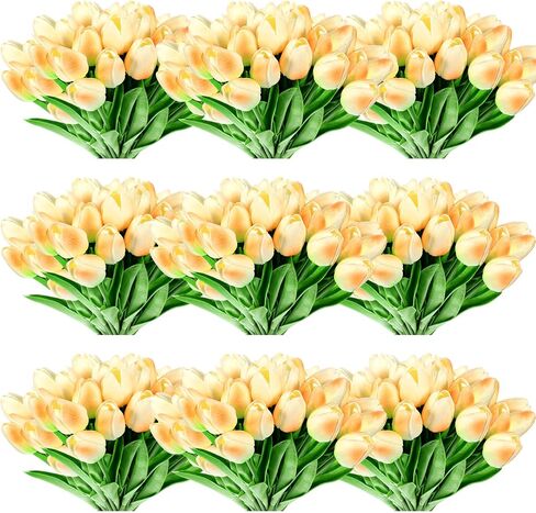 Jexine 100 Pcs Artificial Real Touch Tulips Fake Tulips Artificial Tulip Flower Bulk Tulip Bouquet with Stem for Table Centerpieces Valentines Wedding Bridal Garden Home Decor, 13.4''(Multicolor) in Saudi Arabia