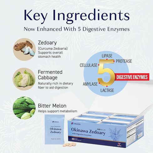 Okinawa Zedoary Purple and White Turmeric with Fermented Cabbage Extract, 1-Month Supply, 60 Packets in Kuwait