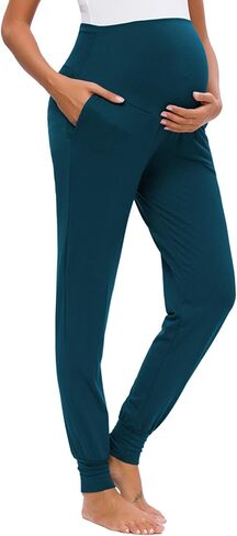 Liu & Qu Women's Maternity Pants Stretchy Sweatpants Jogger with Pockets | Lounge Workout Sweatpants,Casual Loose Comfy Pregnancy Pants,Track Cuff,Over The Belly,Activewear in Saudi Arabia