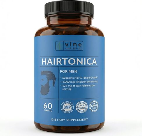 Hair Vitamins for Men Beard Growth MSM Powder Saw Palmetto Hairtonica | Extra Strength 315,000 mcg Biotin Keratin Collagen | May Help Support Hair Loss Greying & Thinning | 60 ct in Kuwait