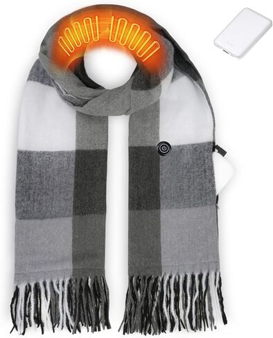 EN'DA professional Heated Scarf for Women Rechargeable with Battery, 3 Levels Temperatures Control Winter Electric Scarf Khaki Plaid Design for Cold Weather in Saudi Arabia