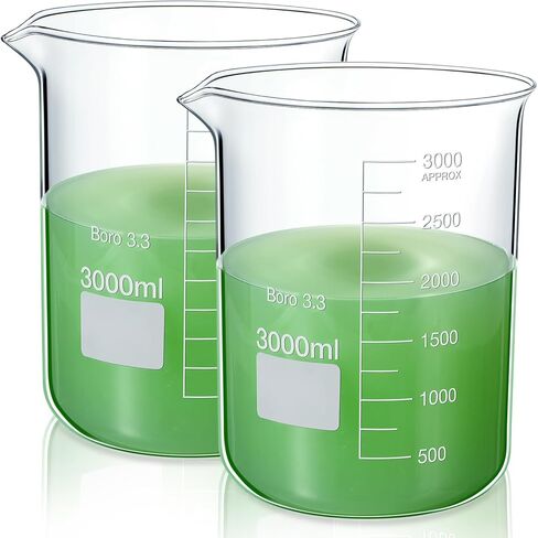 2 Pcs 5000ml Glass Measuring Beaker Set 3.3 Boro Griffin Low Form Measuring Cups with Scale Graduation Measuring for Laboratory School Projects Science in Saudi Arabia