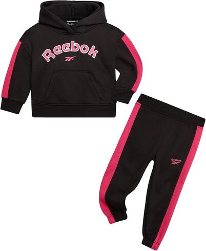 Reebok Toddler Girls 2-Piece Jogger Set - Fleece Hoodie & Sweatpants | Cozy Warmth Without Extra Weight, Stretch Waistband for All-Day Active Play, Handy Kangaroo Pocket for Everyday Layering in Saudi Arabia