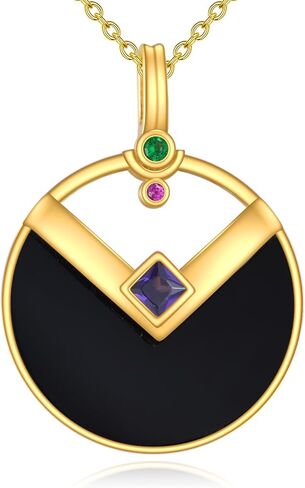Black Onyx Necklace 925 Sterling Silver Gold Filigree Vintage Pendant Black Onyx Jewelry Gift for Women Girls in Saudi Arabia