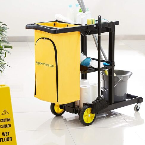 عربة النظافة التجارية من أمازون مع خزانة قفل المفاتيح، شديدة التحمل، أسود in Kuwait