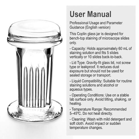 QWORK Coplin Staining Jar, 5 Slide Capacity 60 ml Glass Staining Tank in Saudi Arabia