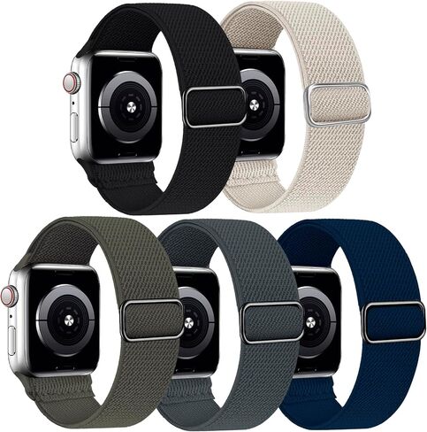 Greatfine Stretchy Solo Loop Strap Compatible with Apple Watch Bands 38mm 40mm,Elastic Nylon Braided Band&Adjustable Buckle Women Men Sport Watch Bands for iWatch Series 6/5/4/3/2/1 SE(H Pink-38/40) in Kuwait