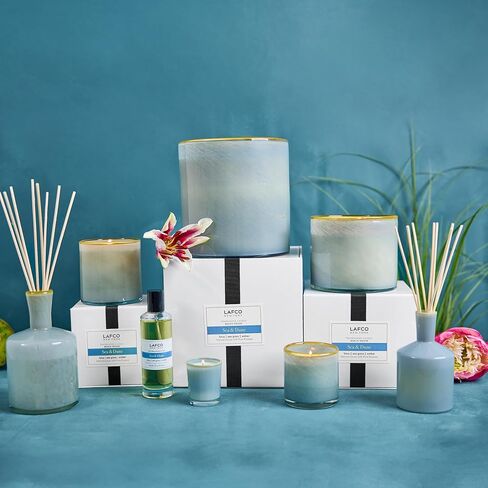 شمعة LAFCO New York المميزة، Feu de Bois - 15.5 أونصة - وقت حرق 90 ساعة - وعاء زجاجي منفوخ يدويًا قابل لإعادة الاستخدام - صنع في الولايات المتحدة الأمريكية in Kuwait