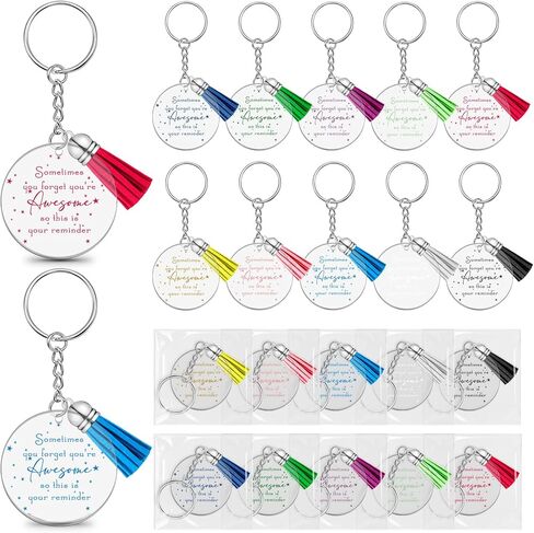 يونيتايب مجموعة سلاسل مفاتيح ملهمة مع شراشيب مكونة من 50 قطعة من سلاسل المفاتيح بعبارة «You 're Awesome Sign»، سلسلة مفاتيح متعددة الالوان، سلسلة مفاتيح بعلامة نجمة هدية للفتيات المراهقات والمعلمات in Kuwait